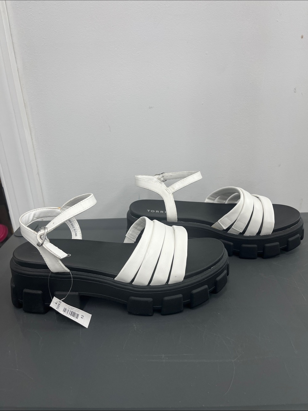 torrid White Multi-Strap Platform Sandals with Black Sole - Picture 4 of 5